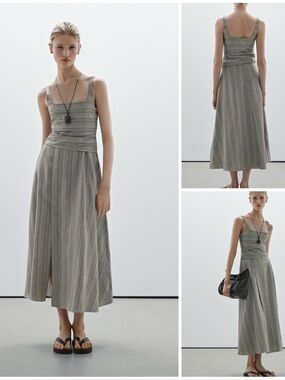 Massimo Dutti ~ STRIPED FLOUNCE MIDI - Day dress